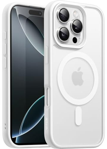 JETech Magnetic Case for iPhone 16 Pro Max 6.9-Inch Compatible with MagSafe, Translucent Matte Back Slim Shockproof Phone Cover (White Titanium)