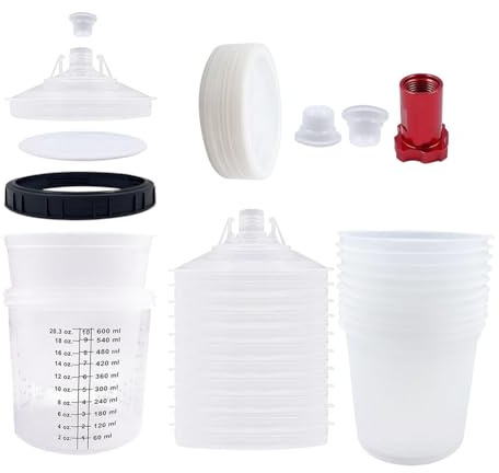 Steowsey Farbspritzgerät-Mischbecher-Liner- und Kappen-Set-System für HVLP-Spritzpistolen, Sprühpistole 20 Oz (600 Ml) Set