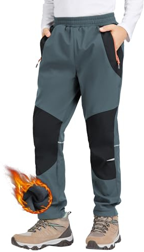 Zoofly Kinder Softshellhose Schneehose Warm Outdoorhose Wanderhose Kinder Skihose Thermohose Jungen Mädchen Gefüttert Trekkinghose Outdoor Hose