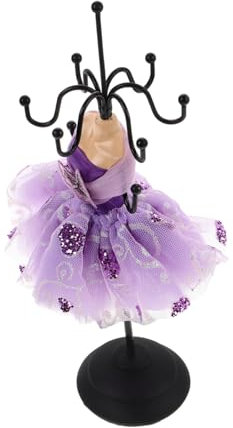 FRCOLOR Bijoux Présentoir Mannequin Collier Porte-Bijoux Robe Forme Poupée Porte-Bijoux Porte-Bijoux Femme Figurine Bijoux Stand Pour Commode Bijoux Poupée Stand Violet Résine