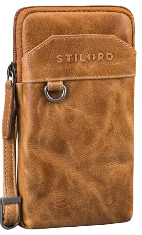 STILORD 'Tyrell' Brusttasche Herren Leder Schultertasche mit Gürtelschlaufe Handytasche zum Umhängen Brustbeutel Crossbody Bag Vintage Gürteltasche, Farbe:perugia-braun