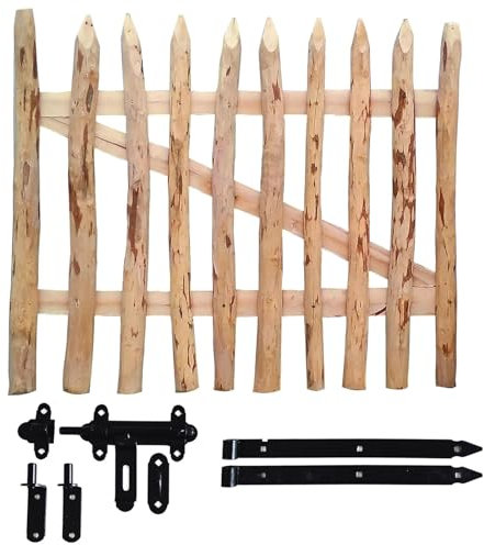 Ekogarden Gartentor Zauntor Holztor Gartenpforte Pforte aus Holz Haselnussholz für Staketenzaun inkl. Scharniere (STZ-GT-B-100/H-70)