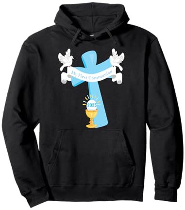 Croix Calice Eucharistie Petit-fils pour première communion 2025 Sweat à Capuche