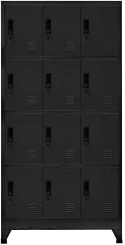 HEFZGDB Schließfachschrank Schwarz 90x45x180 cm Stahl Beistellschrank Küche Vitrinenschrank Küche Apothekerschrank Küche Vorratsschrank für Abstellraum Schlafzimmer Arbeitszimmer Küche