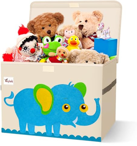 QASUN Toy Storage,Fabric Toy Box,Storage Boxes With Lid,Large Storage Box With Lid,Child Toy Box,Foldable Box Basket,Baby Clothe Fabric Chest Organiser