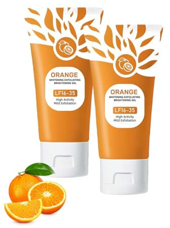 Orange Exfoliating Gel, Orangen Peeling Gel für Damen, Orange Face Exfoliator Scrub für Gesicht Körper, Tiefenreinigendes und feuchtigkeitsspendendes Scrubber für alle Hauttypen (2pc, 50g)