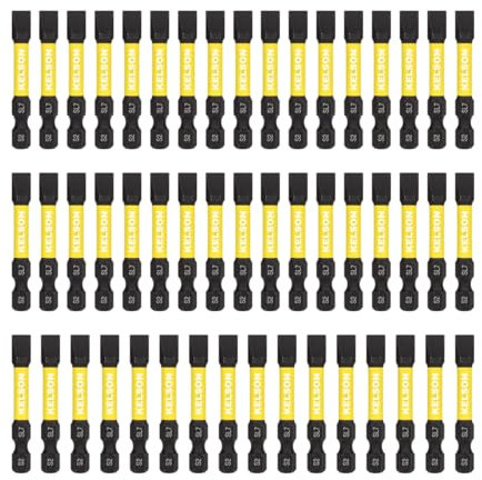 25 punte per cacciavite KELSON a testa piatta da 7 mm, 50 mm, per cacciavite a taglio SL7 da 6,35 mm, universali