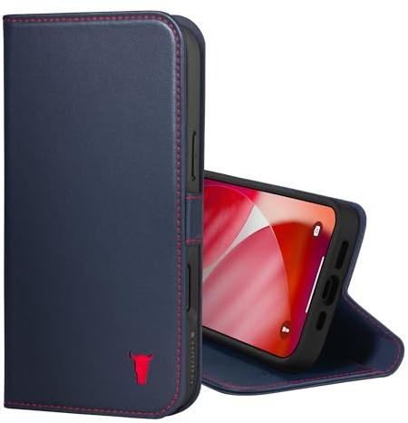 TORRO Leather Case Compatible with iPhone 17 6.3 2025 - Premium Leather Wallet Flip Case with Kickstand and Card Slots (Compatible with Official MagSafe Chargers) - Navy Blue