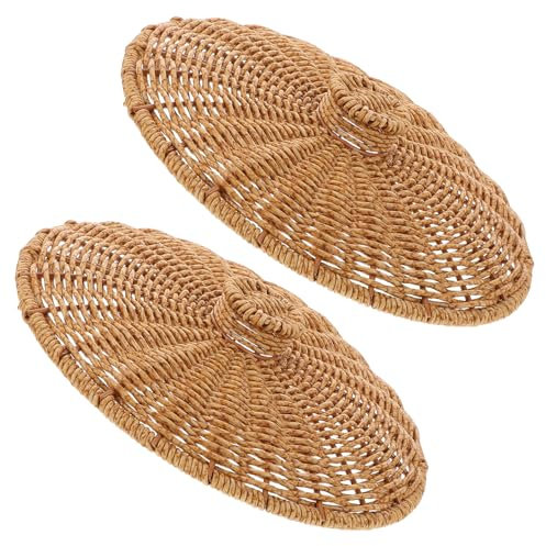 SOLUSTRE Woven Storage Basket Cover Handwoven Lid Accessory for Plastic Hamper Top Decorative Use at Home and Picnic