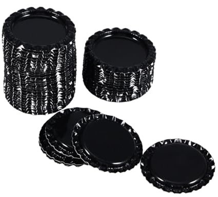 Operitacx 100pièces Capsules De Bouteille Pour Bière Décoratives Inoxydable Standard Noir
