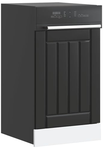 Lucca Panneau de lave-vaisselle en bois noir Meuble bas de four avec grand espace de rangement et pieds réglables pour cuisine