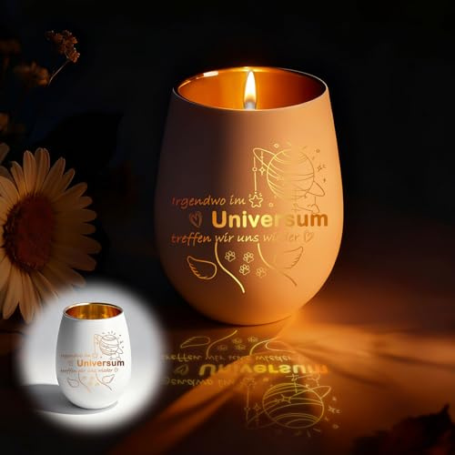Trauerlicht mit Gravur für Haustier,Weiß Trauerkerze mit Gravur,Trauergeschenk Hund Katze als Erinnerungslicht für Tierbesitzer, Trauer Deko Windlicht & Grablicht für Hunde & Katzen,Glas
