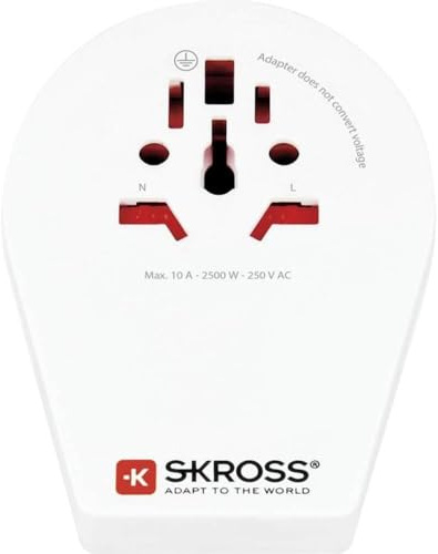 SKROSS World to China, Brazil, Italy Adapter, kompakter Adapterstecker, universeller Reiseadapter