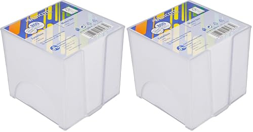 Westcott Notizzettel weiß 800 Blatt in Zettelbox | Notizblock mit 9 x 9 cm großen Blättern in weiß | Stabile Box aus transparentem Kunststoff | FSC-zertifiziertes Papier 80g/m² | E-733205 00