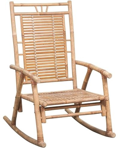 Eleganz Fauteuil à bascule en bambou pour jardin et terrasse - Léger, durable et respectueux de l'environnement - Parfait pour la détente en plein air