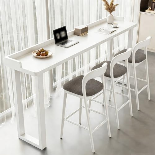 Köksbartabell i Bartabellhöjd, Massiv Trä Hög Bartabell för Kaffe, Väggmonterad Hög Bord för Balkong, För Kök, Café, Liten Utrymme(White,120x40x105cm/47x16x41in)