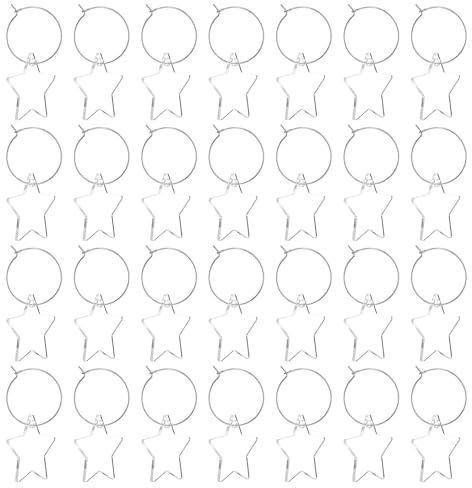 Toyvian 30pcs Glass Tags for Drinks Star Shaped Beverage Cup Mug Identifiers 1.2x1.1inch Acrylic Shatter-resistant Stylish Markers for Party Weddings