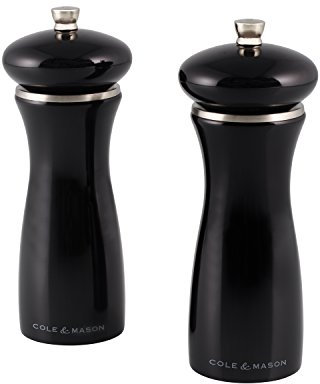 Cole & Mason HS0688P Sherwood Black Salt and Pepper Mills | Precision+ Wooden | Beech Wood | 165mm | Gift Set | Includes 2 x Salt and Pepper Grinders | Lifetime Mechanism Guarantee
