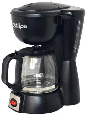 Bastilipo - Cafetera de goteo de 6 tazas, 600W, negro/acero, MOKKA GOTEO 6
