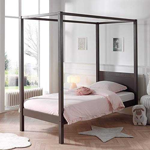 Vipack Himmelbett inkl. Lattenrost & Himmel Gestänge Weiß