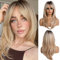 OUFEI 20 Zoll Lange Gerade Blonde Geschichtete Synthetische Haarperücken Für Frauen Mit Dunklen Wurzeln Für Den Täglichen