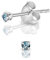 Pendientes Pequeños Plata de Ley 925 con Cristal Swarovski Redondos 2 mm - Pendientes Mujer Plata y Brillantes de Colores - Pendientes Azul Aguamarina