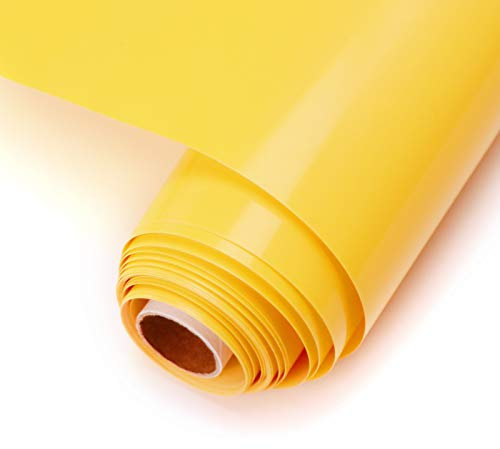 YRYM HT Selbstklebende Vinylfolie Plotter - 30cm x 305cm Permanente Plotterfolie Rollen Selbstklebend für Bastelprojekte,Schilder,Scrapbooking(Glänzend Gelb)