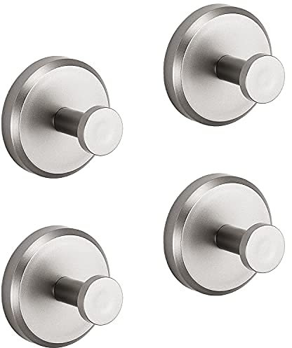 HOME SO Suction Cup Hooks O Shape (2 or 4 Pack) (Brushed Nickel, 4, Count)