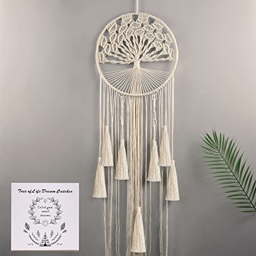 ADOTBLOB Traumfänger Boho Baum des Lebens Groß Handgefertigt Makramee Wandbehang Böhmen für Mädchen Hochzeit Party Kinderzimmer Cafe Zuhause Schlafzimmer Dekor mit Geschenkbox