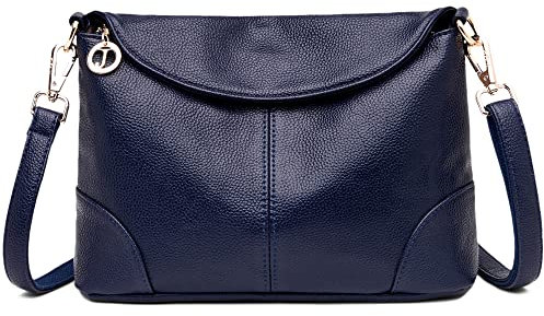 DORRISO Elegant Damen Umhängetasche Frauen Handtasche Schultertasche Casual Umhängetaschen Damen Reise PU Leder Tragbare Umhängetasche Blau