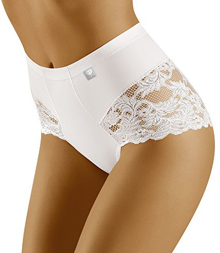 Wolbar Miederhose Damen Miederslip Hoher Taille Slip Shapewear Damen Figurformende Bauchweg Unterhose Spitze Sexy Unterwäsche Miederpant WB406, Weiß,M