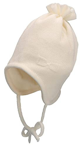 Sterntaler Baby Mädchen Strickmütze Baby Strickmütze Schleife Mütze - Baby Strickmütze - mit Schleife, Ohrenklappen und Bindeband - beige, 49