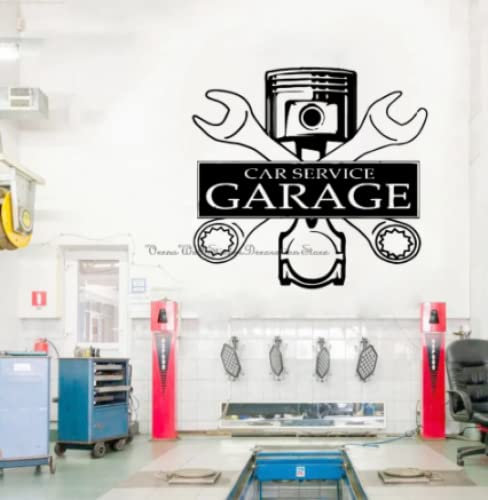 Réparation de voiture Vinyle Stickers Muraux Service De Voiture Atelier De Réparation Signes Outils De Réparation De Voiture Cylindre Garage Atelier De Réparation Automobile Art Déco Stickers44x42cm
