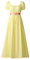 COSDREAMER Robe médiévale Victorienne Taille Haute rétro régence pour Femme avec Ruban et Manches Bouffantes, Jaune, 34