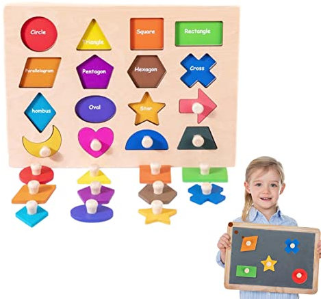 Cheysrae JYFanse 2 Pcs geometrisches Form-Puzzle - Geometrische Form Steckpuzzle Lernspielzeug - Geometrisches Farbspiel für Kinder Kleinkind