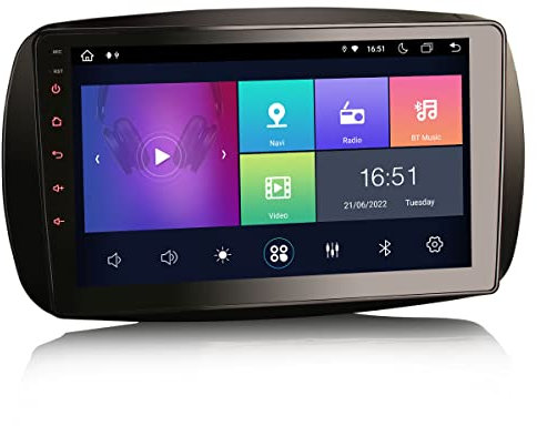 Erisin Android 11 8-Kern 4GB RAM+ 64GB ROM Autoradio Mit GPS Navi für Mercedes-Benz SMART 9 Zoll Touchscreen Integrierte Kabelloses CarPlay Bluetooth Android-Auto DSP RDS DAB+ Radio WiFi OBD2 TPMS