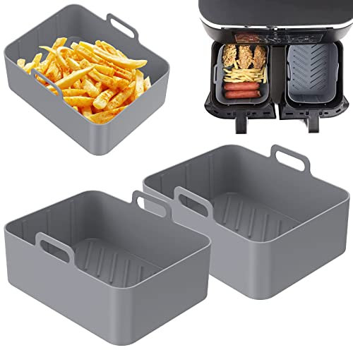 2PCS Silicone Liners for Ninjas Air Fryer AF300UK AF400UK, Double Silicone Pot for Ninja Air Fryer Reusable Silicone Air Fryer Liner Air Fryer Accessories Airfryer Liner for Ninja