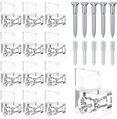 BAGTeck 22 Sets of Mirror Holder Clips Kit,3/8 Crystal Clear Plastic Mirror Clip,Mirror Holder Clips Glass Retainer Clips Kit,Mirror Hanging kit with Screws and Fixed Mirror Box Door