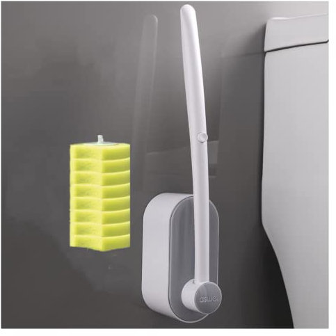 FEIFEI'S BOW Toilet Wand with 8 Refills, Disposable Toilet Bowl Brush Disposable Cleaning System kit, Storage Caddy and Heads for Bathroom Cleaning all in one (Toilet Cleaning System 01)