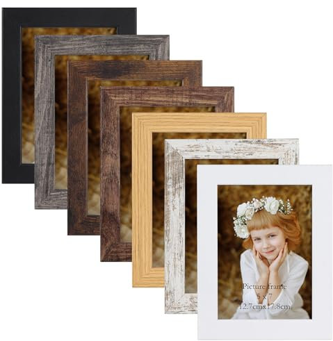 Vasemouh rustikale Bilderrahmen 13x18 CM 7er-Set in verschiedenen Farben, für Wand- und Tischaufstellung