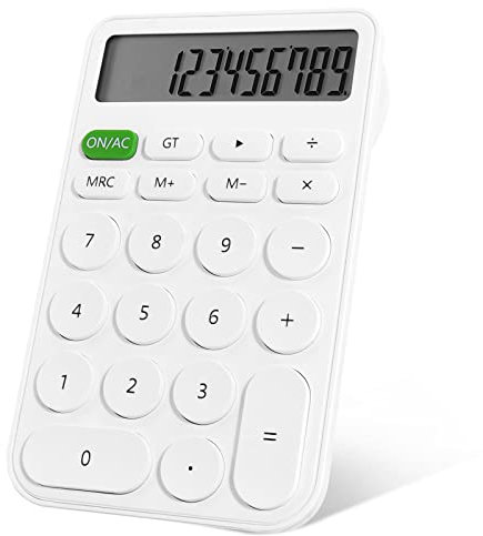 EooCoo Mini-Taschenrechner, Kleiner 12-stelliger Basisrechner, leicht zu tragen, 14,1 x 8,7 x 1,9 cm, batteriebetrieben, für Büro, Schule, Geschäft, Studenten – Weiß