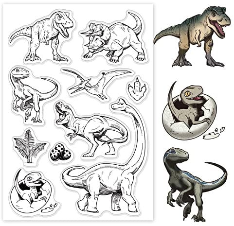 GLOBLELAND Dinosauriern Transparente Stempel für Scrapbooking Dschungelparty Klare Stamps Wildtiere Silikonstempel Für Kartengestaltung DIY Prägung Journaling