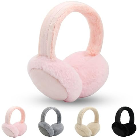 TSLBW Couvre-oreilles d'hiver Couvre-oreilles en peluche pour femmes hommes filles pour enfants Protection contre le vent (Rose)