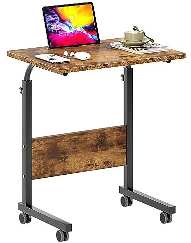SogesHome Table d'appoint à roulettes Table d'ordinateur Mobile Petit Bureau avec Fente pour Tablette ou Téléphone pour Canapé-Lit Hôpital, 60 × 40 cm