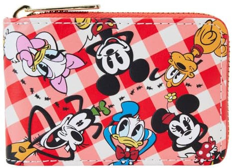 loungefly Disney Mickey and Friends Picknick Basketball Accordion Zip Around Wallet