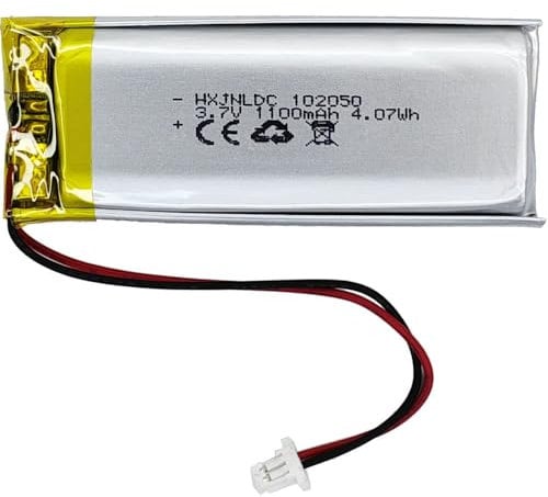 Batteria ricaricabile al polimero di litio CC 3.7V 1100mAh 102050, adatta per prodotti elettronici fai da te 3.7-5V con sostituzione della batteria a 2 fili incorporata e luci LED