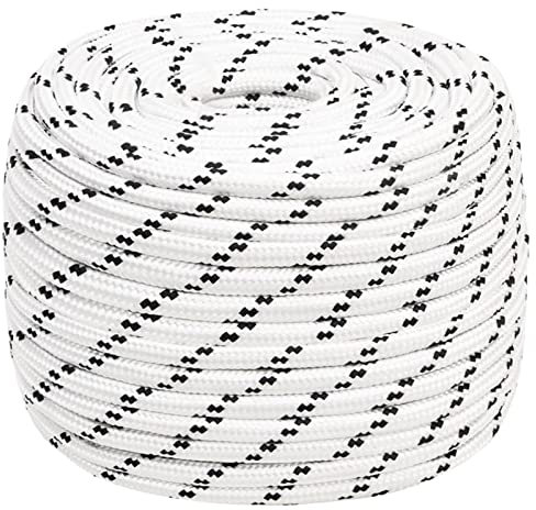 ZEYUAN Bootsseil, Seilzugsystem Sonnensegel, Wäscheleine, Tau Seil, Fahnenseil, Aufnahme Seil, Fahnenmast Seil, Geflochten Weiß 14 mmx100 m Polyester