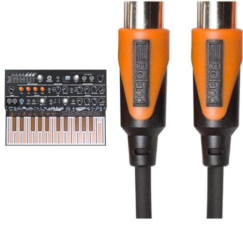 Arturia - MicroFreak Synthesizer Keyboard - 25-Key Hybrid Synth with PCB Keyboard, Wavetable & Roland Rmidi-B3 Black Series Midi Cable. Straight Din Connectors, 3Ft / 1M Length.