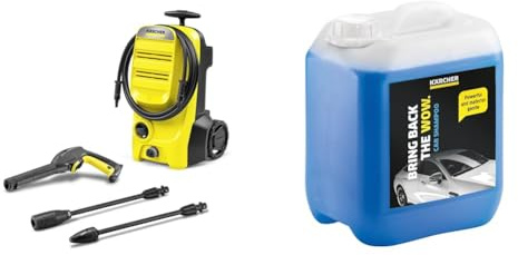 Kärcher K 4 Classic Pressure Washer, Pressure: max. 130 bar, Flow Rate: 420 l/h, Area Coverage: 30 m²/h & 5 L Canister Pressure Washer Detergent, Car Shampoo