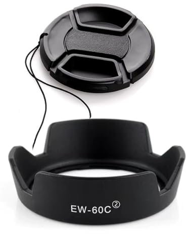ADQQUI Paraluce EW-60C e copriobiettivo da 58 mm Compatibile con Kit Fotocamera Canon T8i 4000D Obiettivo EF-S 18-55 mm f/3.5-5.6 (Confezione da 2)